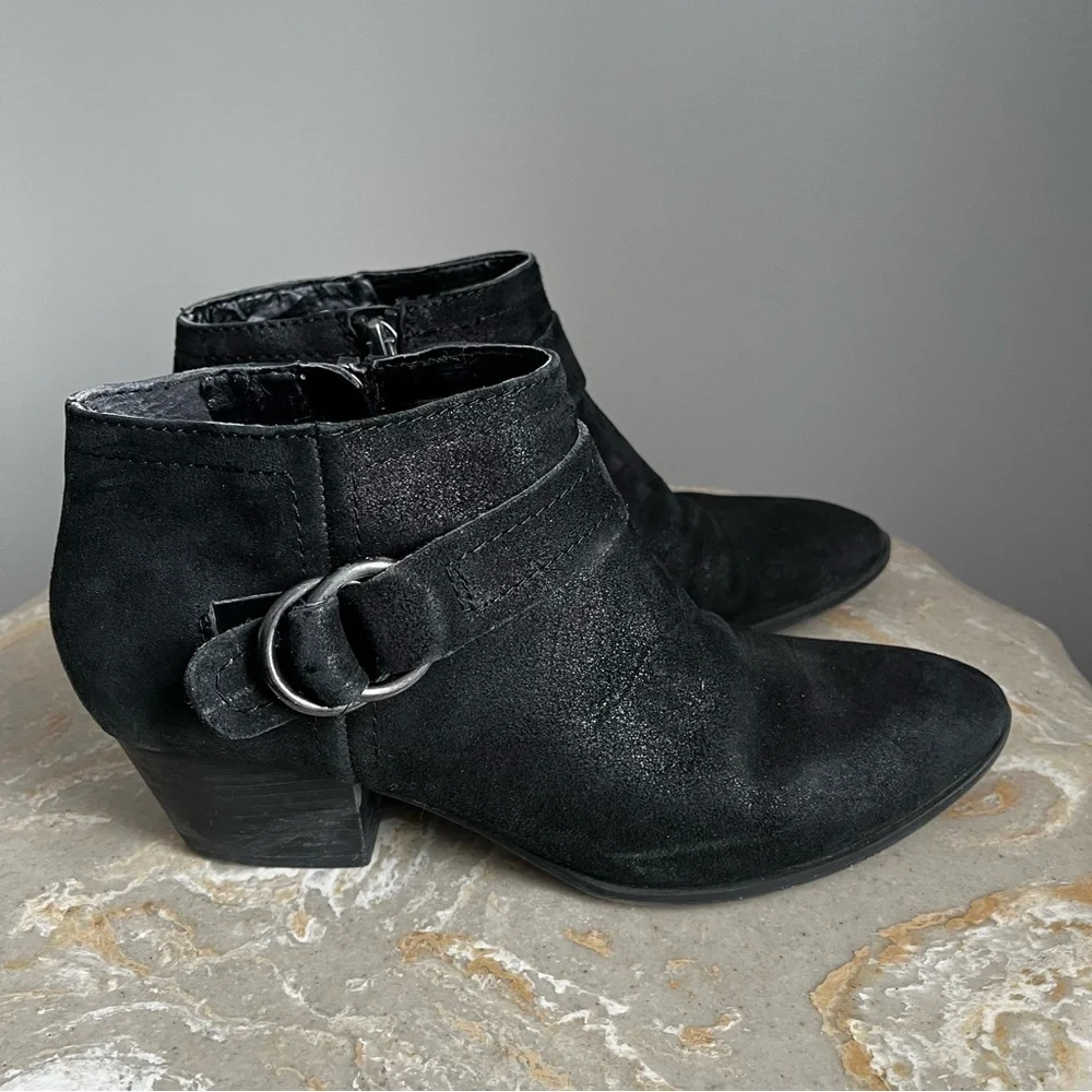 Franco Sarto Women’s 8 Gabriella Black Ankle Booties Boots Buckle